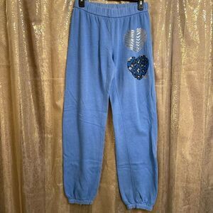 Vintage Y2K PINK VS Light Blue Lounge Animal Print Heart Sweatpants, XS